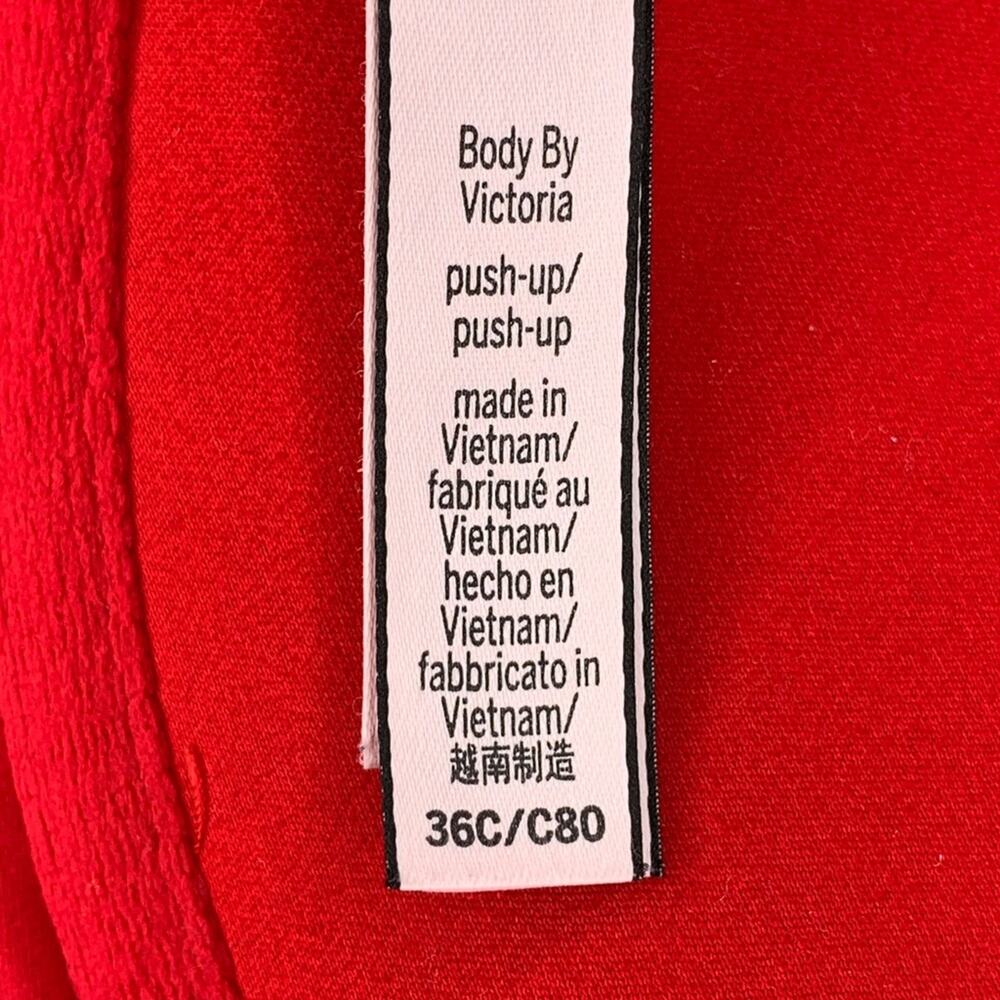 Victoria's Secret Push-Up Satin & Shimmer Lace Red Bra Adjustable Straps Sz 36C - Picture 10 of 10